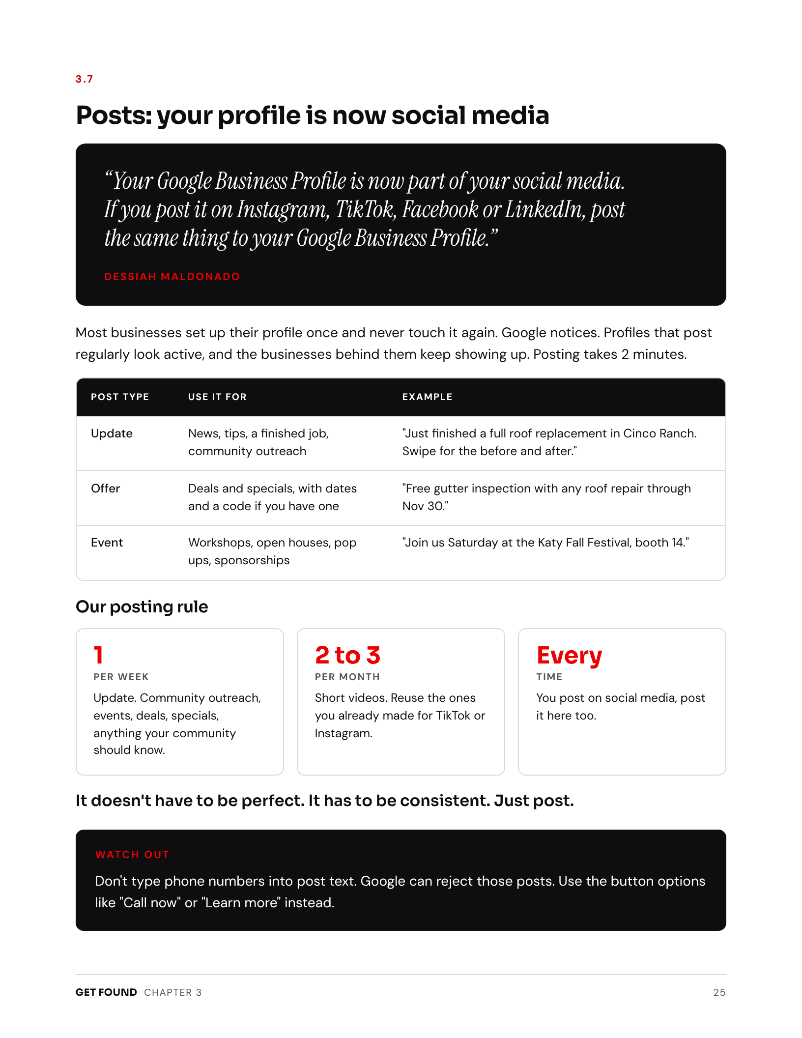 A page from the Playbook on Google Business Profile posts